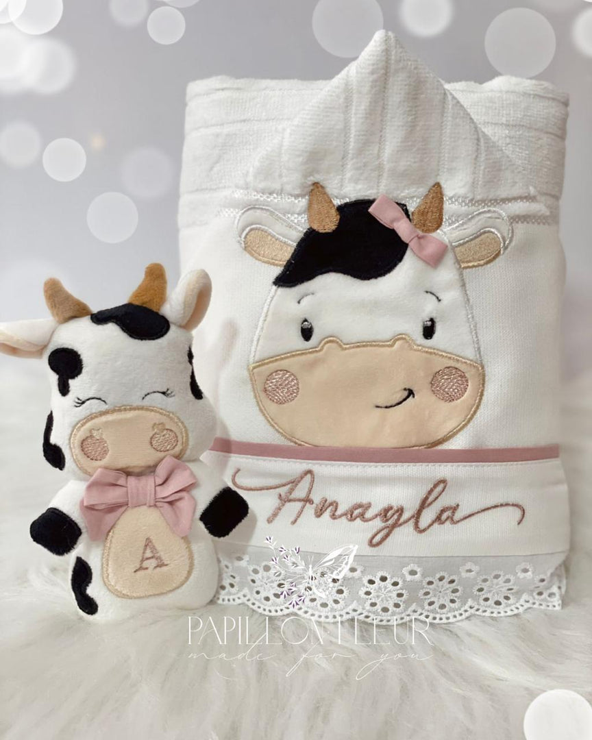 Toalha de banho felpuda c/ capuz forrada com toalha fralda