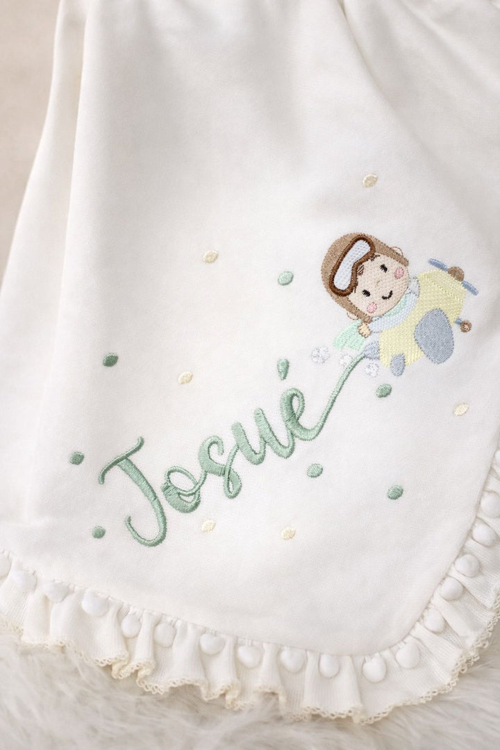 Manta tricotada babado